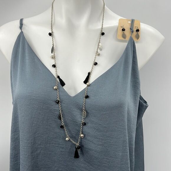 Cato necklace and earrings tassel and feathers - Picture 2 of 6